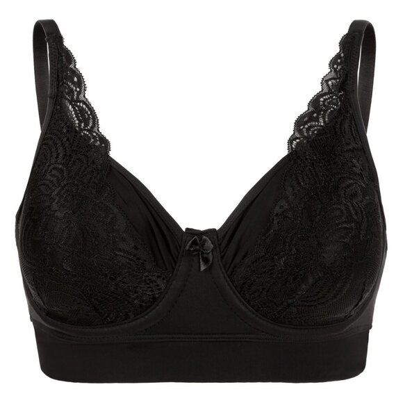 Rhonda Shear Butterknit No Wire Underwire Bra with Lace Size 1X Black 508.3 - Picture 1 of 8